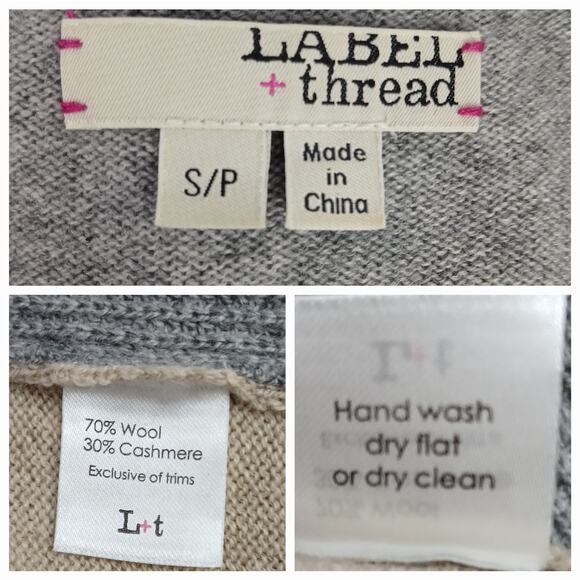 LABEL+thread SZ S Wool/Cashmere Kaia Sleeveless Cardigan in Barley & Gray $248 - Picture 6 of 7